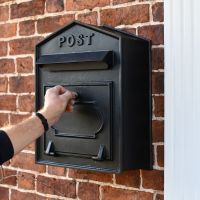 All Black Wall Mounted Post Box to Scale