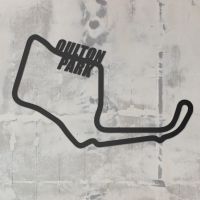 Oulton Park Racing Circuit Wall Art on a Rustic Grey Wall