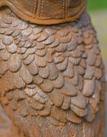 Detail of Cast Iron Pilot Owl Sculpture