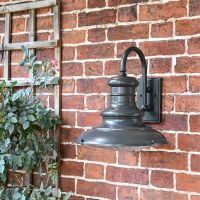 "Paddington" Railway Style Large Wall Light on a Garden Wall