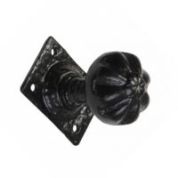 Pair of Antique Black Iron Mortice Door Knobs With Ridged Design