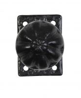 Pair of Antique Black Iron Mortice Door Knobs With Ridged Design