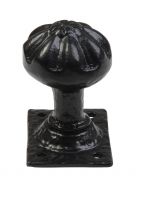 Pair of Antique Black Iron Mortice Door Knobs With Ridged Design