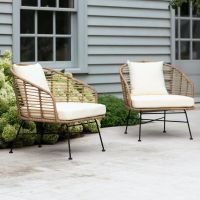 Pair of Polyethylene "Bamboo" Armchairs in Situ in the Garden