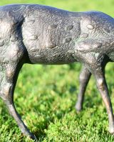 Close-Up of Pair of Miniature Aged Verdigris "Starlight & Moondust" Stag & Doe Garden Sculptures