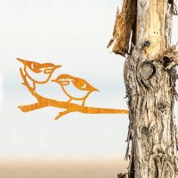 Pair of Nuthatches Steel Tree Spike - Rustic