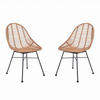 Pair of Scooped Dining Chairs Created From Polyethylene "Bamboo" 