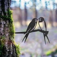 Black Steel Tree Spike with Pair of Swallows Design