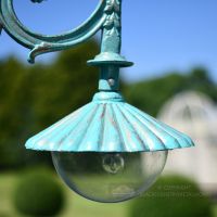 Pale Blue Fluted Lamp Post Luminaire With Domed Lense