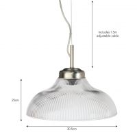 Dimensions of the "Paris" Retro Ribbed Glass Hanging Ceiling Light