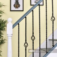 Set of 4 "Grosvenor" Rope Twist Stair Spindles in Situ on a Modern Stair Case