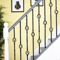 Set of 2 "Grosvenor" Rope Twist Stair Spindles in Situ on a Modern Stair Case