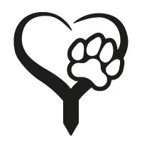 Close-Up of Black Paw Print on Heart Grave Marker