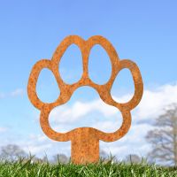 Rustic Grave Marker Ground Spike with Paw Print "Outline" Topper