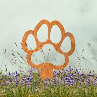 Rustic Grave Marker Ground Spike with Paw Print "Outline" Motif