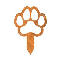 Close-Up of Rustic Paw Print "Outline" Grave Marker