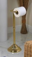 Victorian Free Standing Toilet Roll Holder Polished Brass