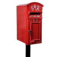 Curved Top GR Post Box & Stand - Red