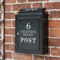 Personalised wall mounted traditional black postbox 