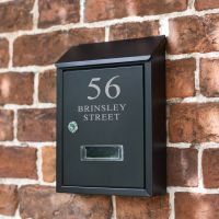 Personalised Black Steel Lockable Wall Mounted Post Box