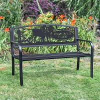 Iron & Steel Park Bench in Black with Personalised Horse & Plough Design