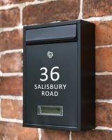 Personalised Slim Black Lockable Wall Mounted Post Box
