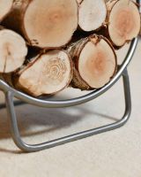 Pewter Finish Contemporary Circular Log Rack & Holder - 45cm in Situ