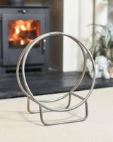 Empty Pewter Finish Contemporary Circular Log Rack & Holder - 45cm
