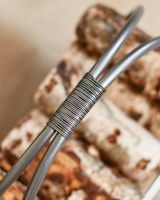 Close-Up of Handle for Pewter Finish Contemporary Circular Log Rack & Holder - 45cm
