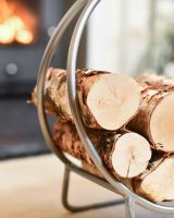 Close-Up of Pewter Finish Contemporary Circular Log Rack & Holder - 45cm
