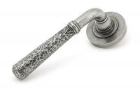 Pewter Hammered Lever Door Handle on Rose