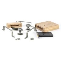"Sesille" Oak & Antique Pewter 5 Lever Rim Lock and Knob Set all parts