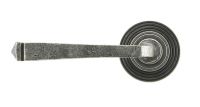 Pewter Round Lever Door Handle on Beehive Rose