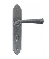 "Orelia" Pewter Square Iron Gothic Lever Handles and Bathroom Lock