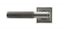 Pewter Textured Lever Door Handle on Square Rose Front