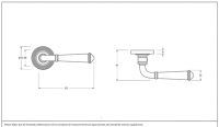 Rounded Pewter Lever Door Handle on Beehive Rose Dimensions