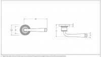 Pewter Round Lever Door Handle on Beehive Rose Dimensions