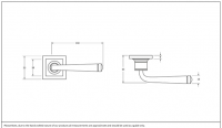 Pewter Round Lever Door Handle on Square Rose Dimensions