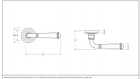 Rounded Pewter Lever Door Handle on Art Deco Rose Dimensions