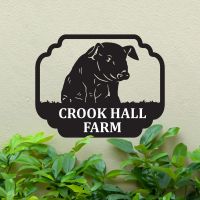 Steel Sitting Pig House Name Sign