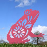 Floral Frog Silhouette in Pink