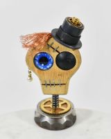 Steampunk Pirate Skull Sculpture high angle