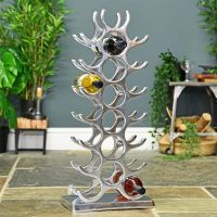 Polished Aluminium Contemporary Floor Standing Wine Rack Holding Wine Bottles