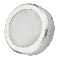 Round Wall Light in a Polished Aluminium Finish