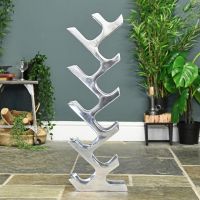 Front View of the Polished Aluminum "Art Deco" 11 Bottle Wine Holder