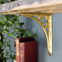 Polished Brass Coalbrookdale 18 x 18cm Shelf Bracket