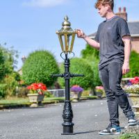Polished Brass Concordia Hexagonal Miniature Lamp Post to Scale