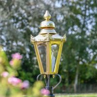 Close-up of the Polished Brass Concordia Hexagonal Lantern