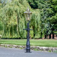 Polished Brass Concordia Hexagonal Miniature Lamp Post in Use in the Garden