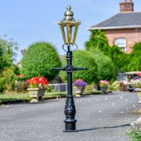 Polished Brass Concordia Hexagonal Miniature Lamp Post in Situ